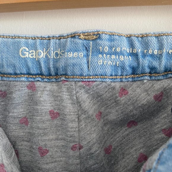 Gap girls size 10 lined straight jeans hearts winter fall - Picture 4 of 5